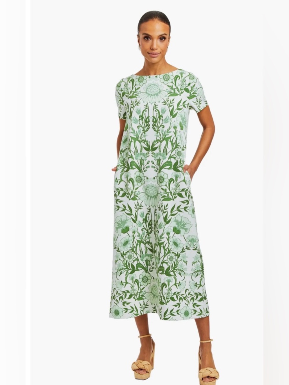 NWT Mestiza New York Adria Midi
Dress Green and Ivory Botanical Print Size M